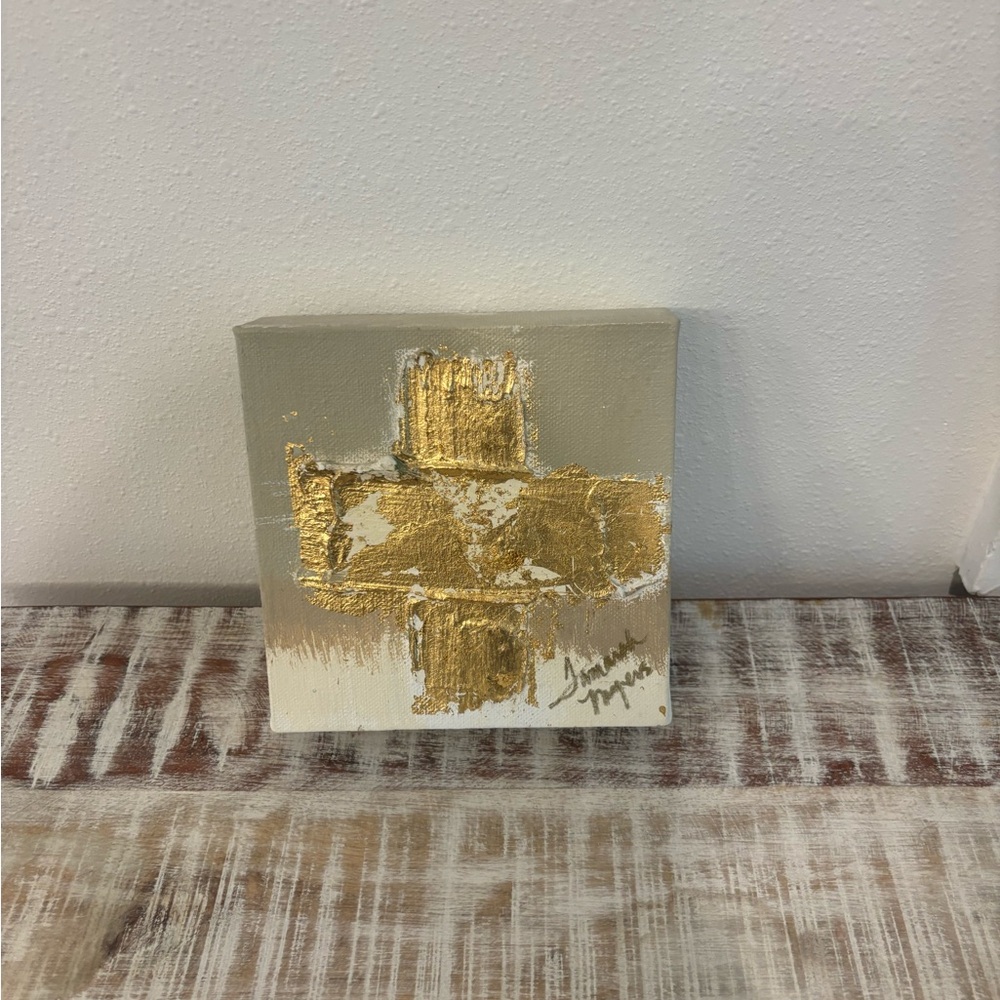 Abstract Gold and Gray Canvas Art